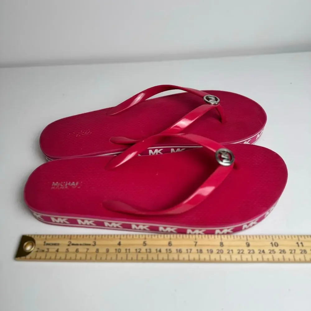 Michael Kors MK Pink Platform Flip Flops Rubber Thong Sandals Women’s No Size